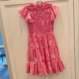 J Marie Women’s Rosie Ruched Pink and White  Dress XS